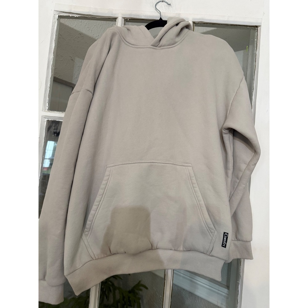 Comfrt Everyday Hoodie Sand Beige Oversized Fleece Sweatshirt Large